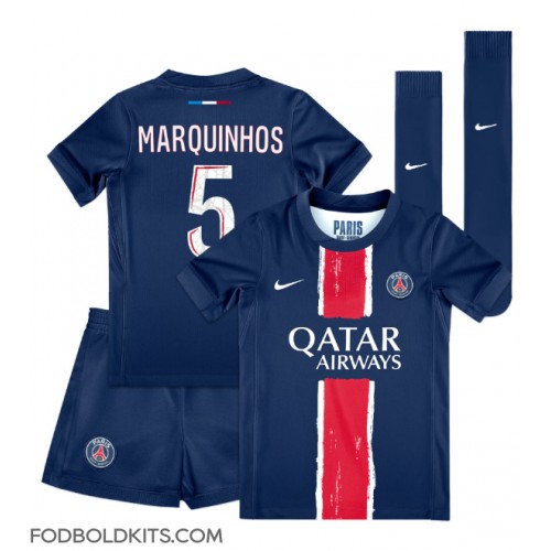 Paris Saint-Germain Marquinhos #5 Hjemmebanesæt Børn 2024-25 Kortærmet (+ Korte bukser)